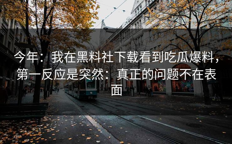 今年：我在黑料社下载看到吃瓜爆料，第一反应是突然：真正的问题不在表面