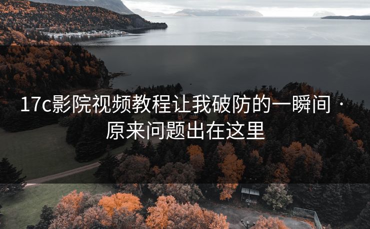 17c影院视频教程让我破防的一瞬间 · 原来问题出在这里