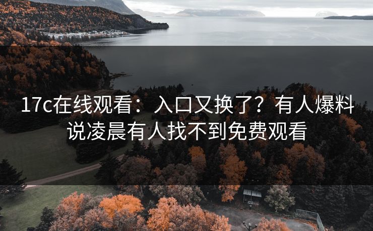17c在线观看：入口又换了？有人爆料说凌晨有人找不到免费观看