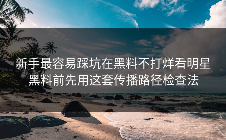 新手最容易踩坑在黑料不打烊看明星黑料前先用这套传播路径检查法