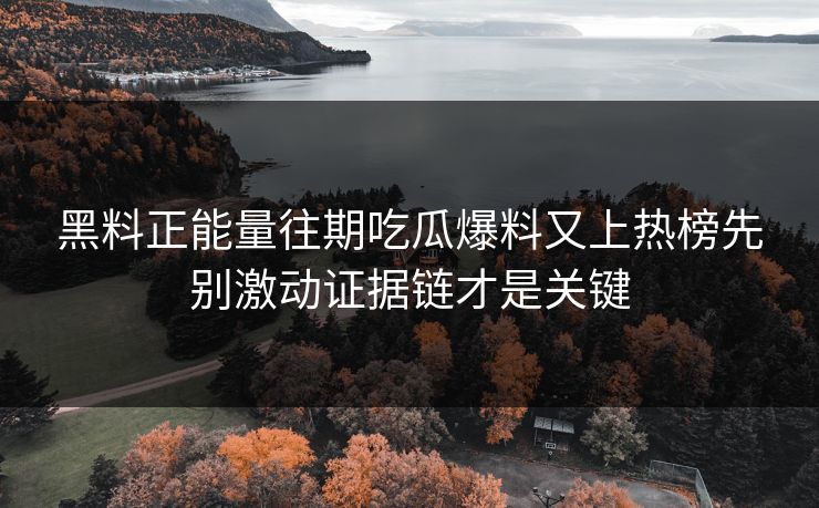 黑料正能量往期吃瓜爆料又上热榜先别激动证据链才是关键